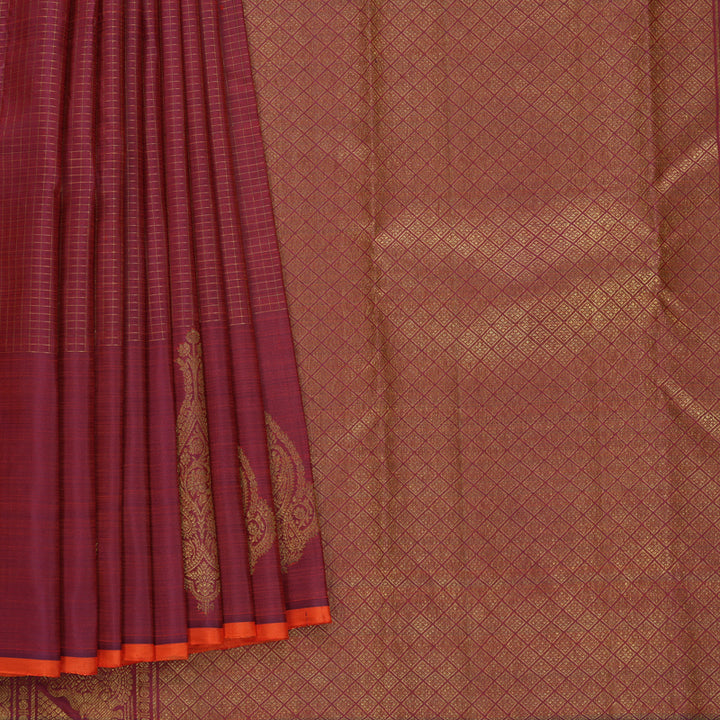 Hayagrivas Handloom Wine Maroon Kanjivaram Silk Saree KBF656G13-4