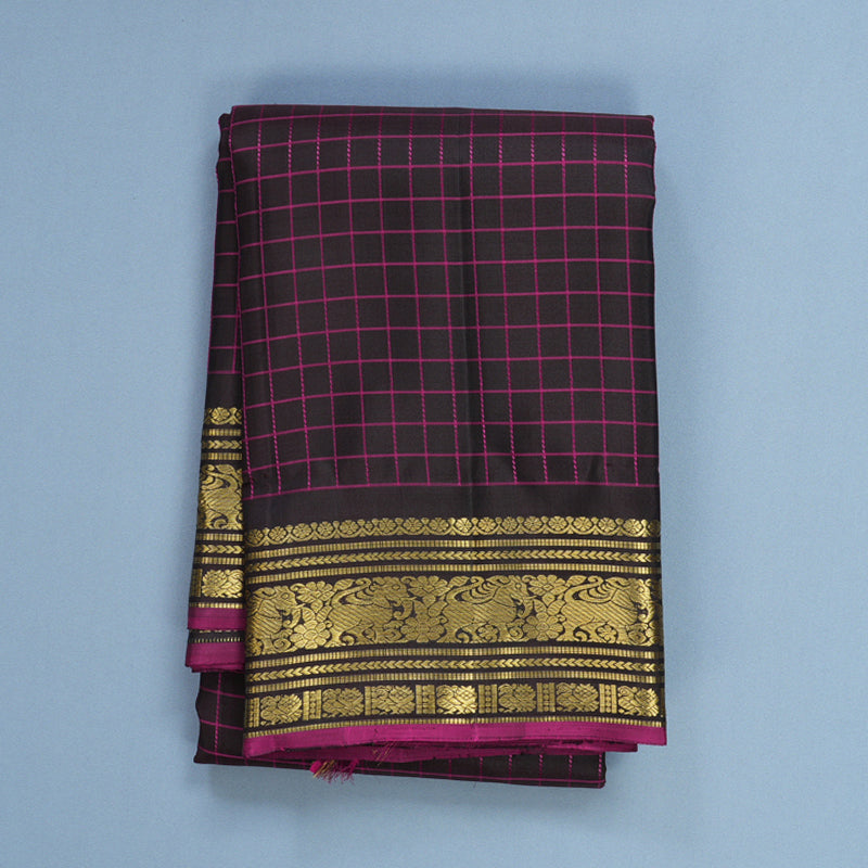 Hayagrivas Handloom Kanchana Brown Kanjivaram Silk Saree KBF656G15-1