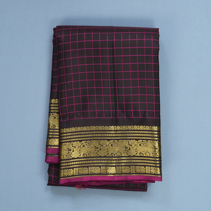 Hayagrivas Handloom Kanchana Brown Kanjivaram Silk Saree KBF656G15-1