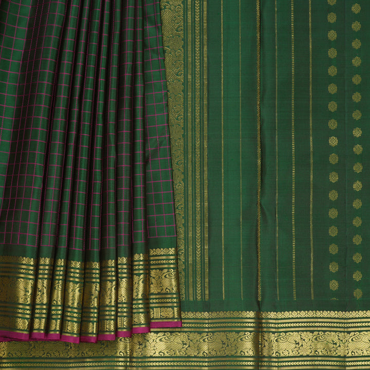 Hayagrivas Handloom Bottle Green Kanjivaram Silk Saree KBF656G15-2