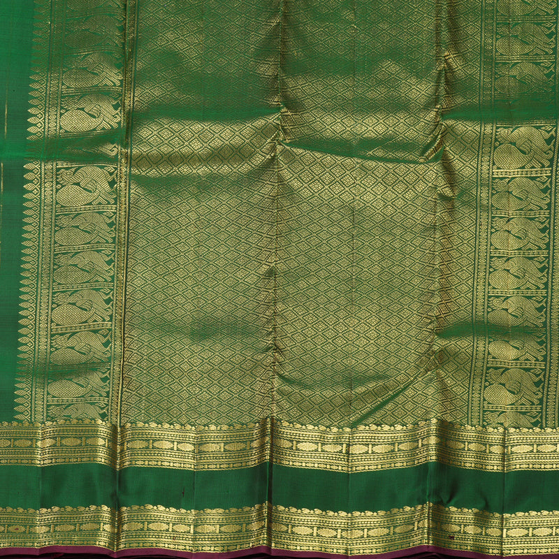 Hayagrivas Handloom Bottle Green Kanjivaram Silk Saree KBF656G15-5