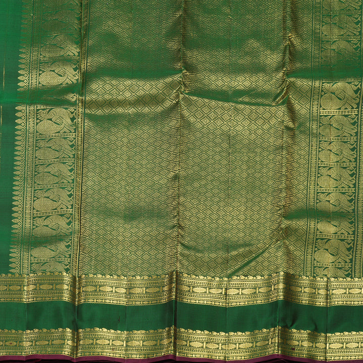 Hayagrivas Handloom Bottle Green Kanjivaram Silk Saree KBF656G15-5