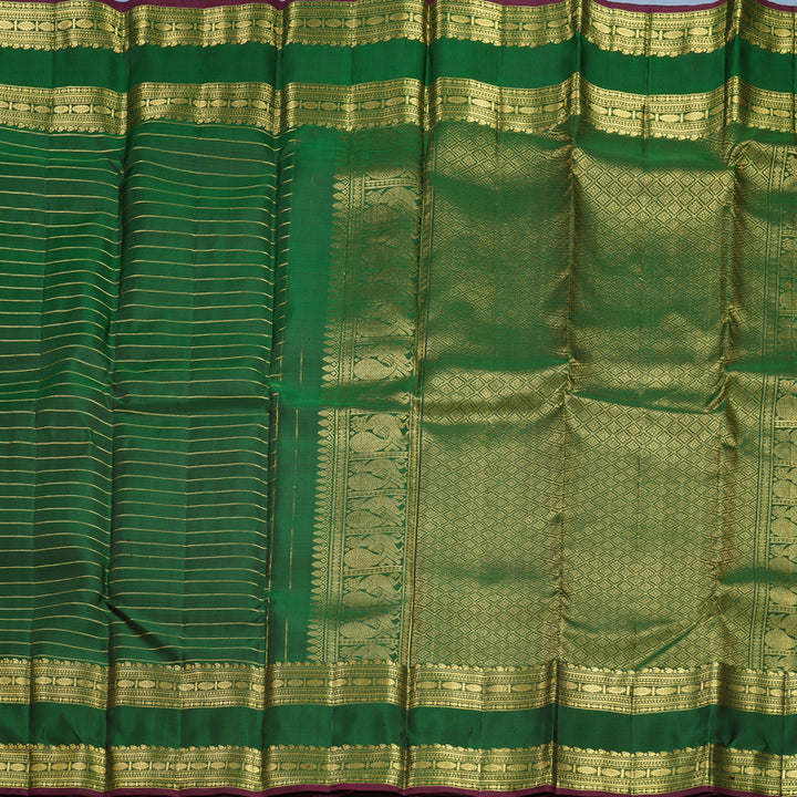 Hayagrivas Handloom Bottle Green Kanjivaram Silk Saree KBF656G15-5