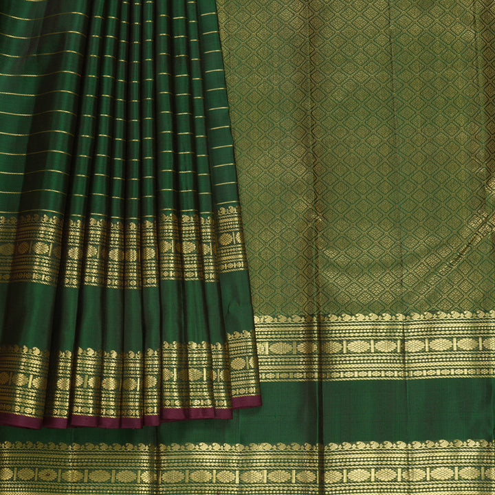 Hayagrivas Handloom Bottle Green Kanjivaram Silk Saree KBF656G15-5