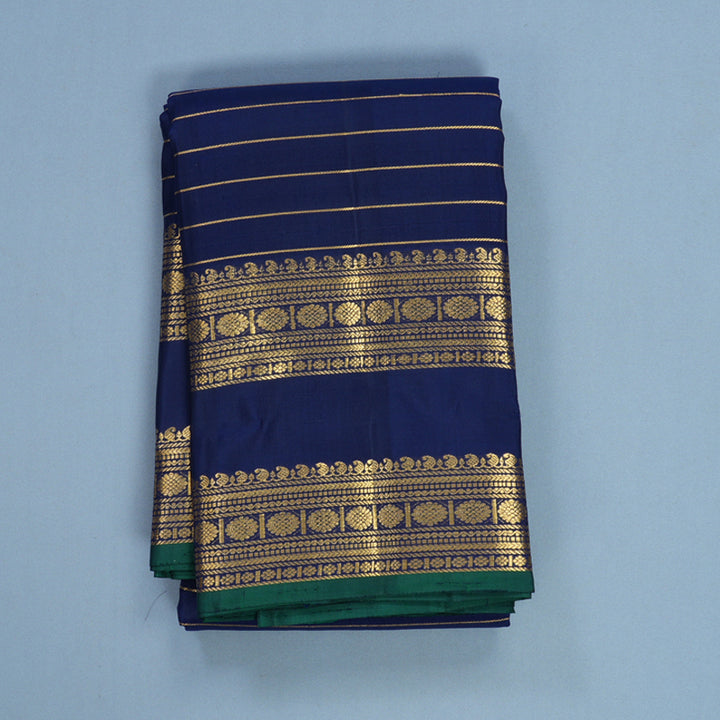 Hayagrivas Handloom Navy Blue Kanjivaram Silk Saree KBF656G15-6
