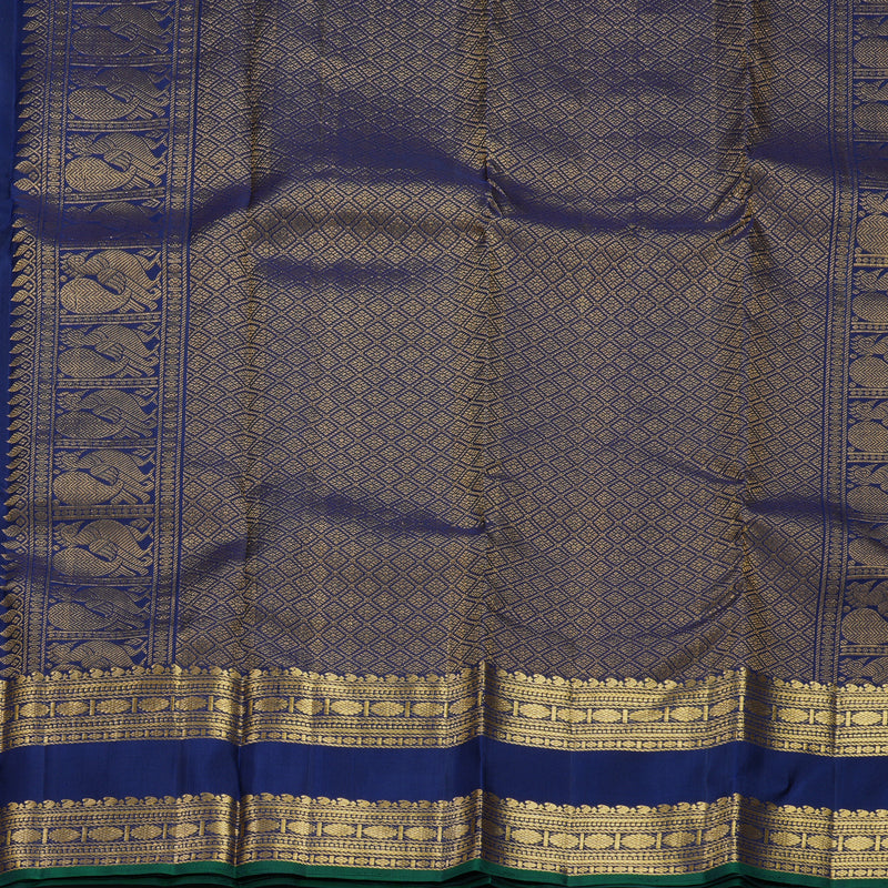 Hayagrivas Handloom Navy Blue Kanjivaram Silk Saree KBF656G15-6