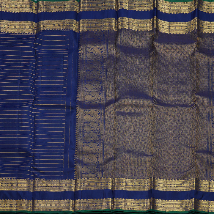 Hayagrivas Handloom Navy Blue Kanjivaram Silk Saree KBF656G15-6