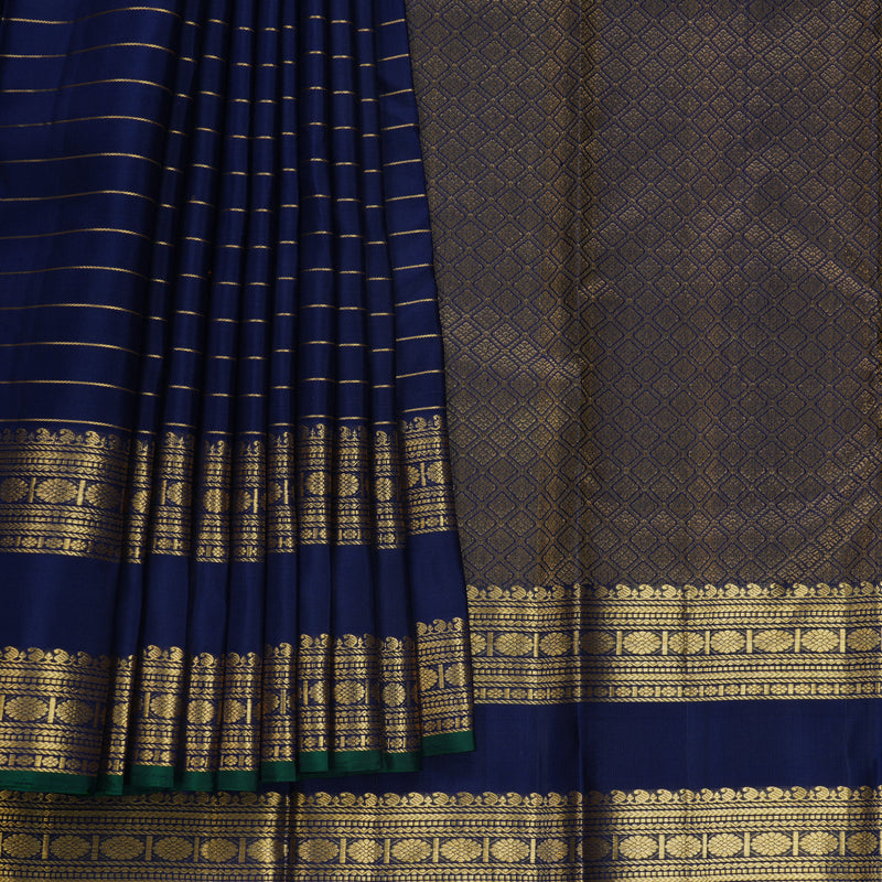 Hayagrivas Handloom Navy Blue Kanjivaram Silk Saree KBF656G15-6