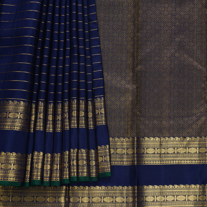 Hayagrivas Handloom Navy Blue Kanjivaram Silk Saree KBF656G15-6