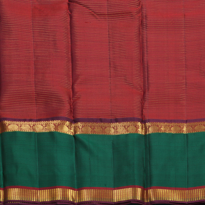 Hayagrivas Handloom Rust Orange Kanjivaram Silk Saree with Bottle Green Border KBF656G16-2