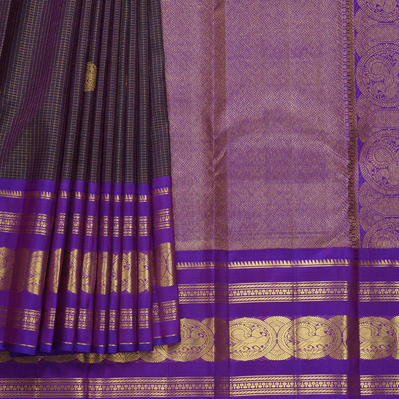 Hayagrivas Handloom Dual Toned (Peacock Green & Purple) Kanjivaram Silk Saree KBF656G17-1