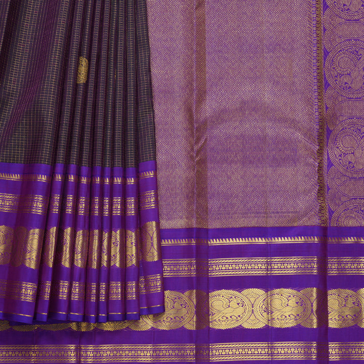 Hayagrivas Handloom Dual Toned (Peacock Green & Purple) Kanjivaram Silk Saree KBF656G17-1