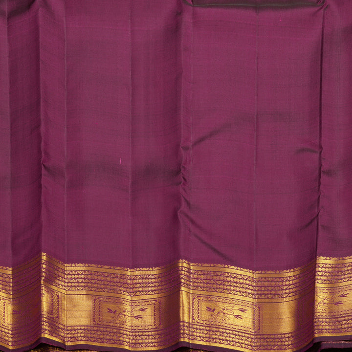 Hayagrivas Handloom Sunset Orange Kanjivaram Silk Saree with Wine Border KBF656G17-3