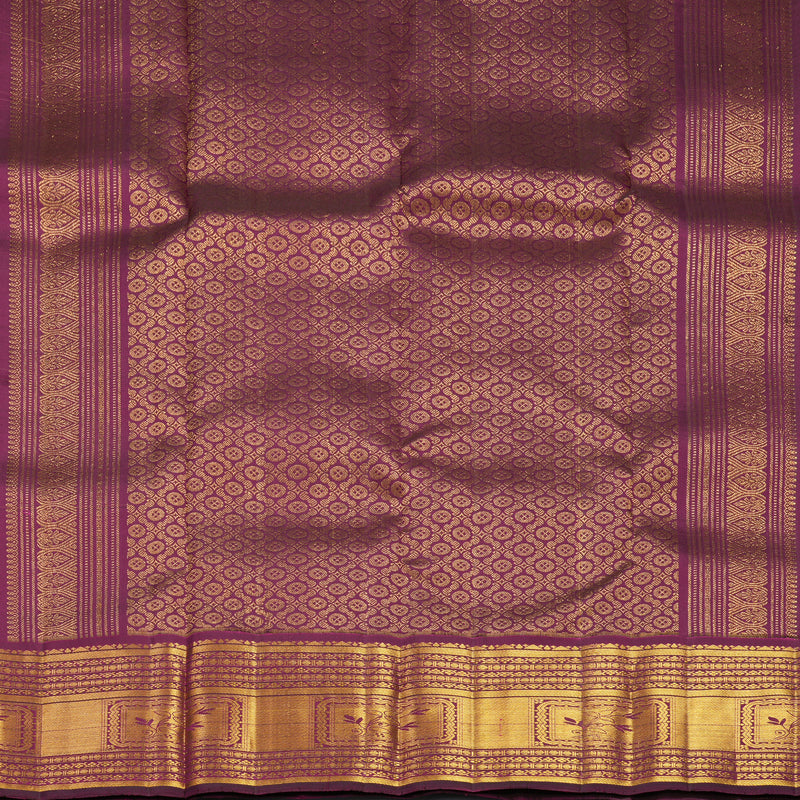 Hayagrivas Handloom Sunset Orange Kanjivaram Silk Saree with Wine Border KBF656G17-3