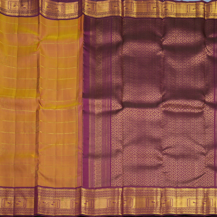 Hayagrivas Handloom Sunset Orange Kanjivaram Silk Saree with Wine Border KBF656G17-3