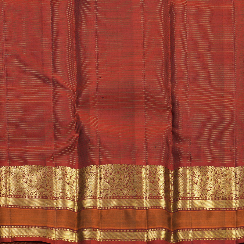 Hayagrivas Handloom Black Kanjivaram Silk Saree with Rust Orange Border KBF656G17-4