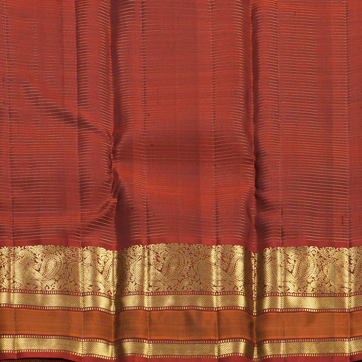 Hayagrivas Handloom Black Kanjivaram Silk Saree with Rust Orange Border KBF656G17-4