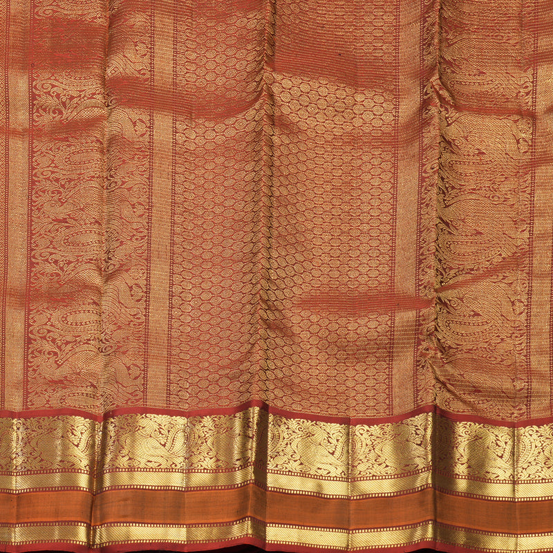 Hayagrivas Handloom Black Kanjivaram Silk Saree with Rust Orange Border KBF656G17-4