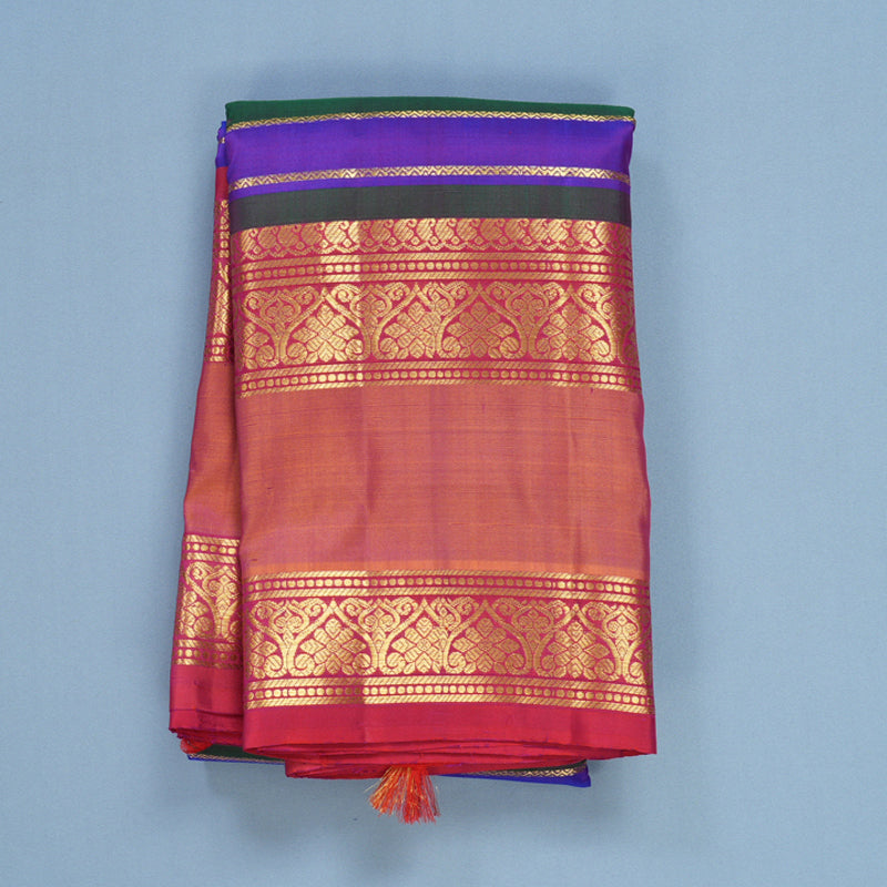 Hayagrivas Handloom Purple & Manthalir Stripes Kanjivaram Silk Saree KBF656G18-2
