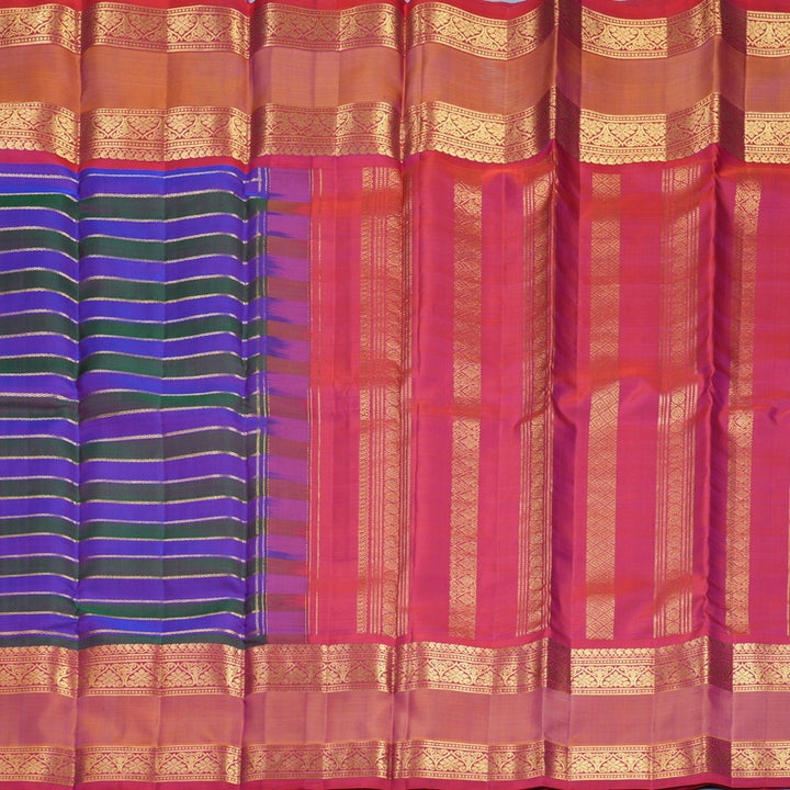 Hayagrivas Handloom Purple & Manthalir Stripes Kanjivaram Silk Saree KBF656G18-2