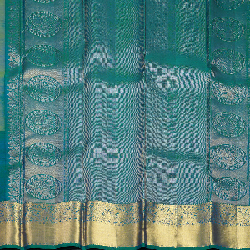 Hayagrivas Handloom Dual Tone (Green & Blue) Kanjivaram Silk Saree KBF656G19-7