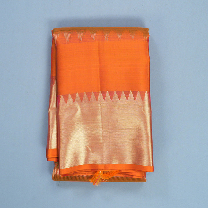 Hayagrivas Handloom Orange Kanjivaram Silk Saree KBF656G19-8