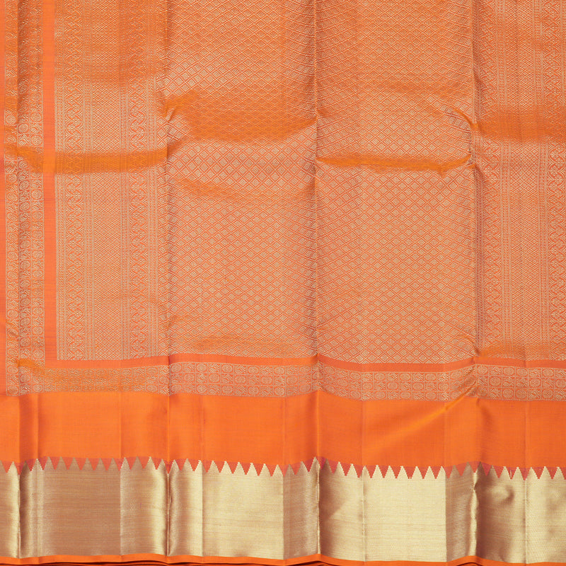 Hayagrivas Handloom Orange Kanjivaram Silk Saree KBF656G19-8
