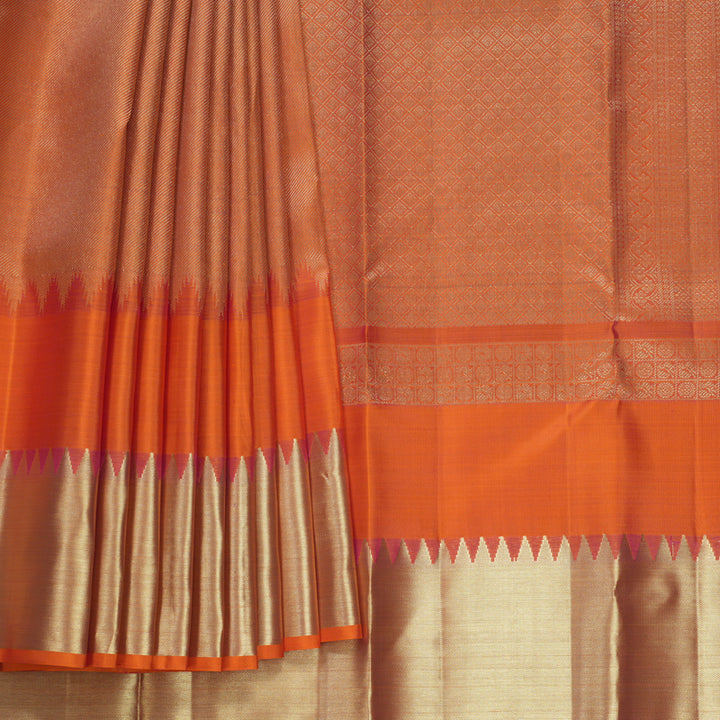 Hayagrivas Handloom Orange Kanjivaram Silk Saree KBF656G19-8