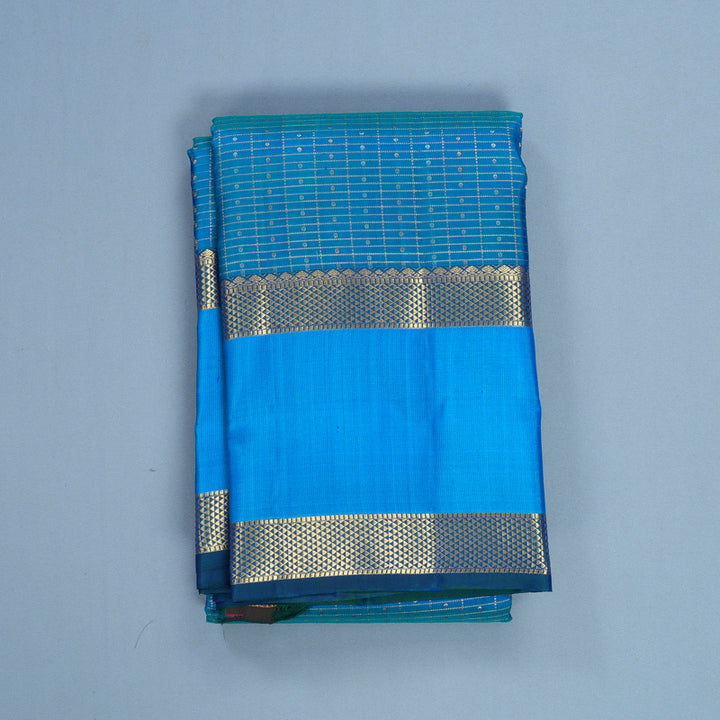 Hayagrivas Handloom Mayilkazhuthu Kanjivaram Silk Saree with Aqua Blue Border KBF656G19-9