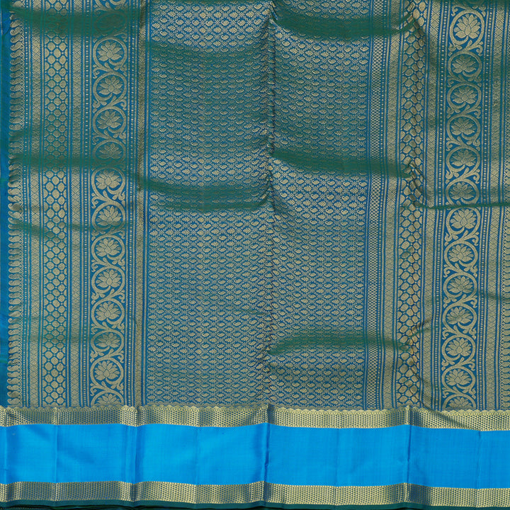 Hayagrivas Handloom Mayilkazhuthu Kanjivaram Silk Saree with Aqua Blue Border KBF656G19-9