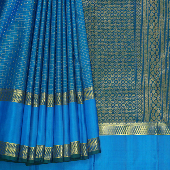 Hayagrivas Handloom Mayilkazhuthu Kanjivaram Silk Saree with Aqua Blue Border KBF656G19-9