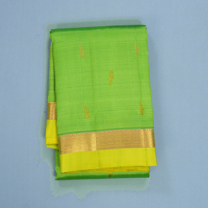 Hayagrivas Handloom Parrot Green Kanjivaram Silk Saree with Lime Green Border KBF656G2-1