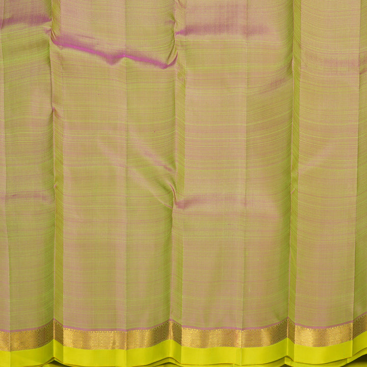 Hayagrivas Handloom Parrot Green Kanjivaram Silk Saree with Lime Green Border KBF656G2-1