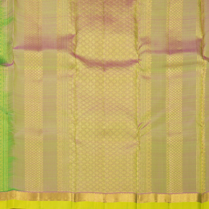 Hayagrivas Handloom Parrot Green Kanjivaram Silk Saree with Lime Green Border KBF656G2-1