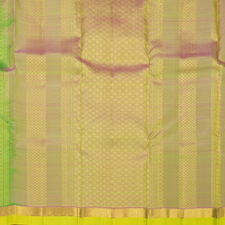 Hayagrivas Handloom Parrot Green Kanjivaram Silk Saree with Lime Green Border KBF656G2-1