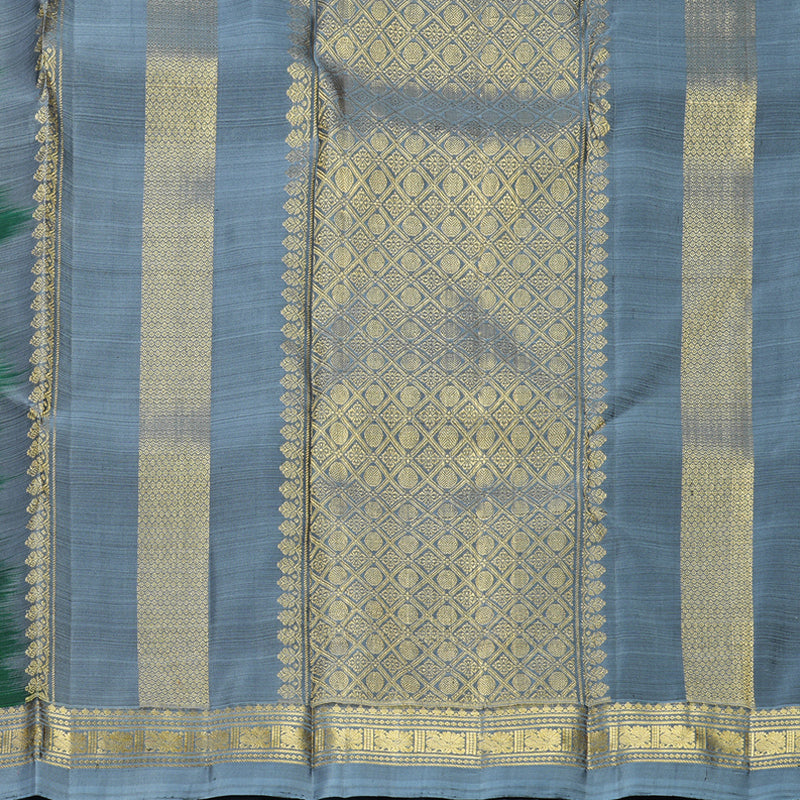Hayagrivas Handloom Bottle Green Kanjivaram Silk Saree with Grey Border KBF656G2-3