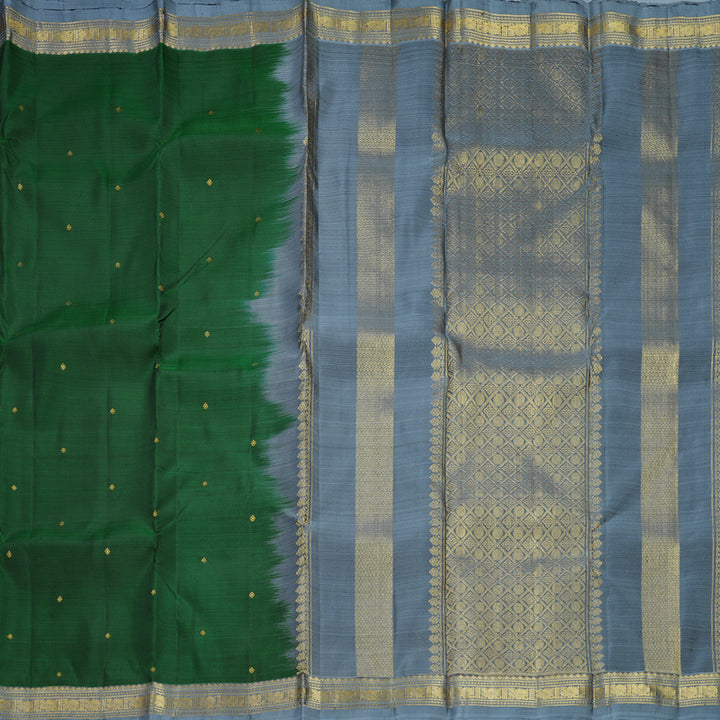 Hayagrivas Handloom Bottle Green Kanjivaram Silk Saree with Grey Border KBF656G2-3
