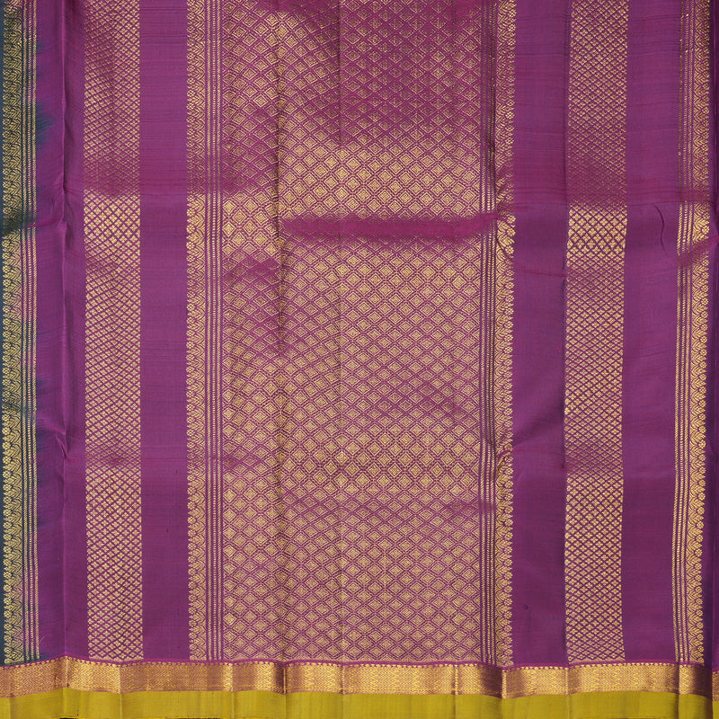 Hayagrivas Handloom Deep Peacock Green Kanjivaram Silk Saree with Lime Green Border KBF656G2-4