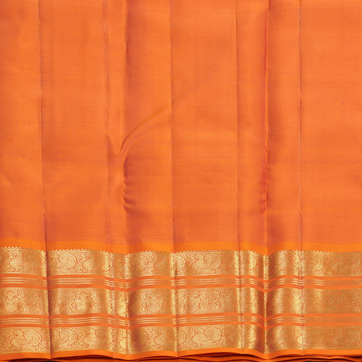Hayagrivas Handloom MS Blue Kanjivaram Silk Saree with Orange Border KBF656G22-1