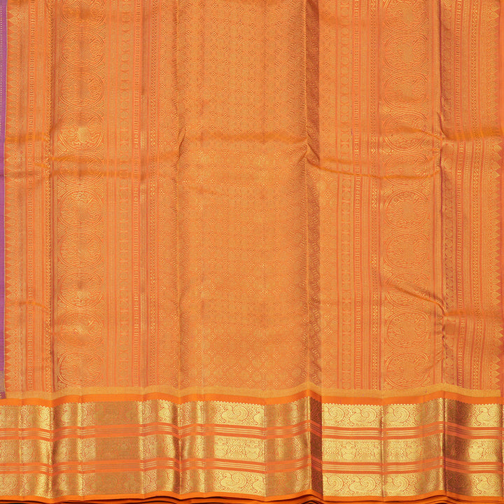 Hayagrivas Handloom MS Blue Kanjivaram Silk Saree with Orange Border KBF656G22-1