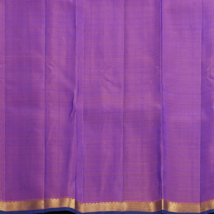 Hayagrivas Handloom Purplish-Blue Kanjivaram Silk Saree with Rust Orange Border KBF656G3-3