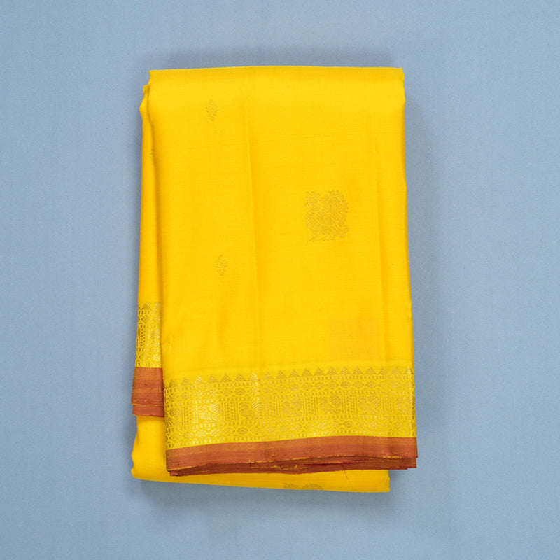 Hayagrivas Handloom Yellow Kanjivaram Silk Saree KBF656G5-1