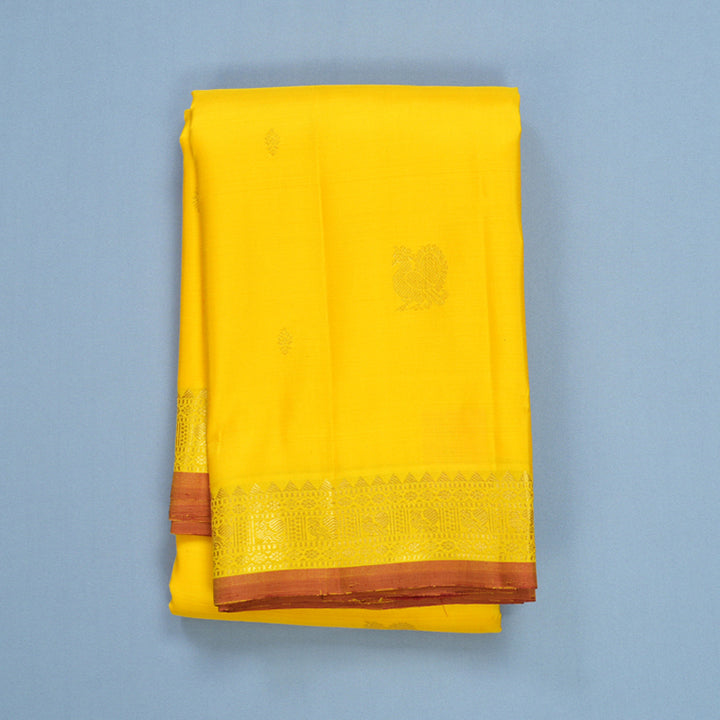 Hayagrivas Handloom Yellow Kanjivaram Silk Saree KBF656G5-1