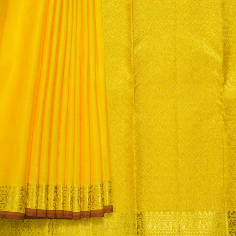 Hayagrivas Handloom Yellow Kanjivaram Silk Saree KBF656G5-1