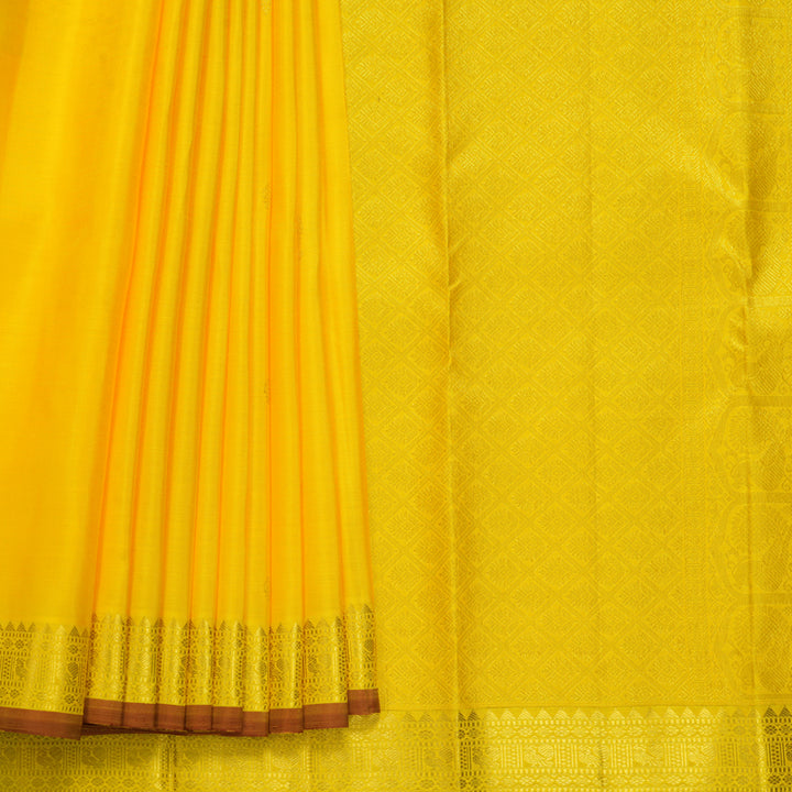 Hayagrivas Handloom Yellow Kanjivaram Silk Saree KBF656G5-1