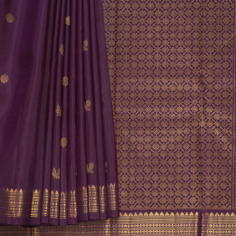 Hayagrivas Handloom Purple Kanjivaram Silk Saree KBF656G5-10