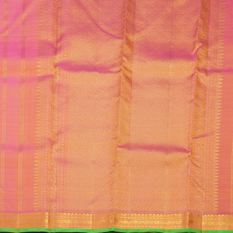 Hayagrivas Handloom Yellow Kanjivaram Silk Saree with Pink Border KBF656G5-4