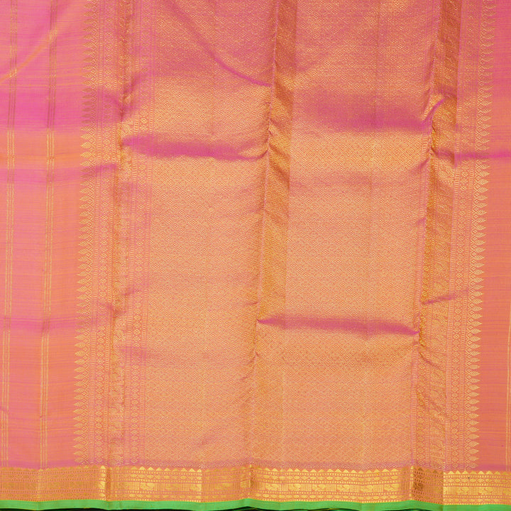 Hayagrivas Handloom Yellow Kanjivaram Silk Saree with Pink Border KBF656G5-4