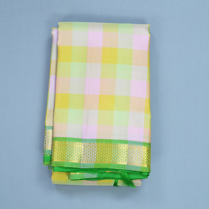 Hayagrivas Handloom Pastel Multicolour Checks Kanjivaram Silk Saree KBF656G5-5