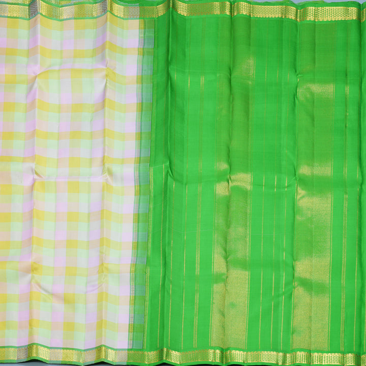 Hayagrivas Handloom Pastel Multicolour Checks Kanjivaram Silk Saree KBF656G5-5